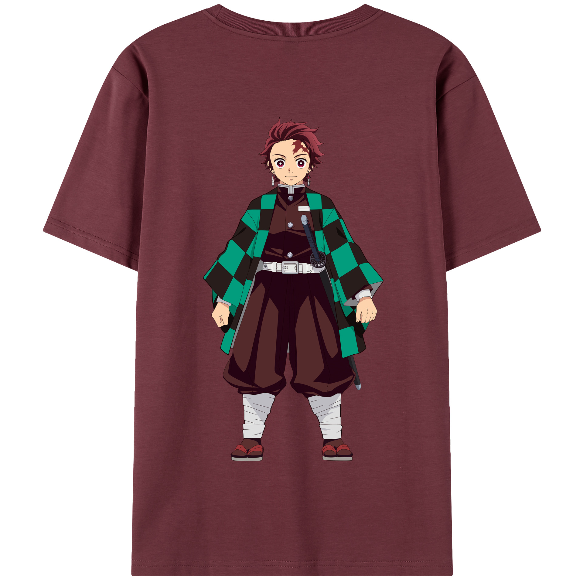 （画像用） 鬼滅の刃 竈門 炭治郎／かまど たんじろう Kamado Tanjirou 綿100％半袖Tシャツ（背面プリント）